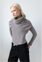 NFP N49 Convertible Cardigan W/ Detachable Wrist Cuffs Hazelnut Melange