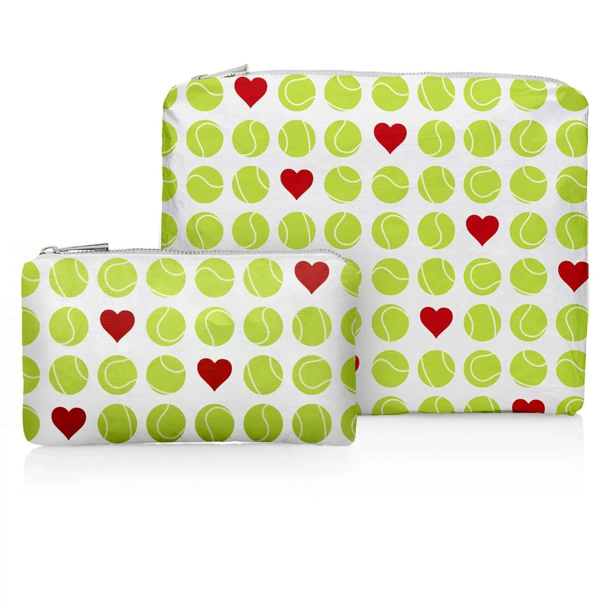 Hi,Love Set of Two Zipper Pouches Tennis LOVE
