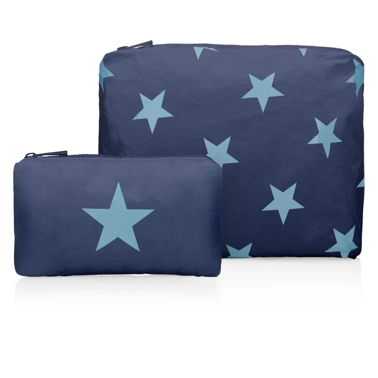 Hi,Love Set of Two Zipper Pouches Shimmer Navy