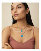 Kate Collins Emerald Cut Starburst Pendant Turquoise