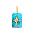 Kate Collins Emerald Cut Starburst Pendant Turquoise