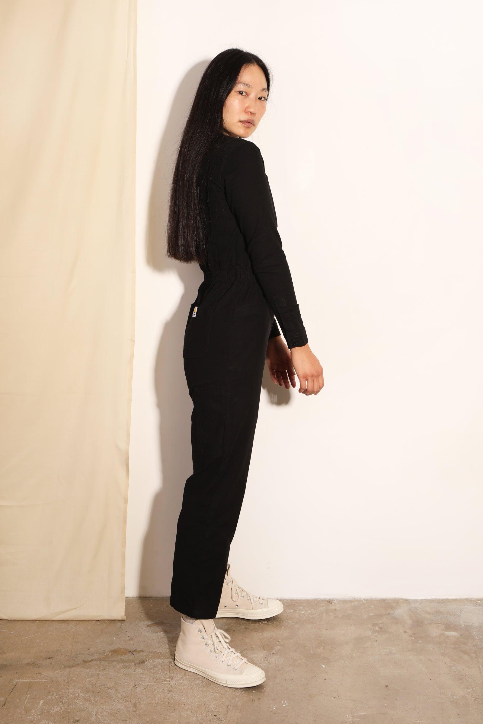 Danny Stretch Canvas Boilersuit Black