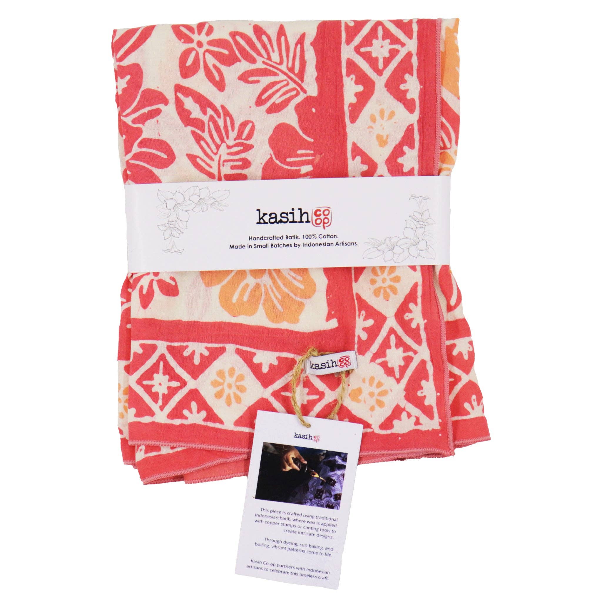 Kasih Large 39" Hand Dyed Batik Bandana, 100% Soft Cotton