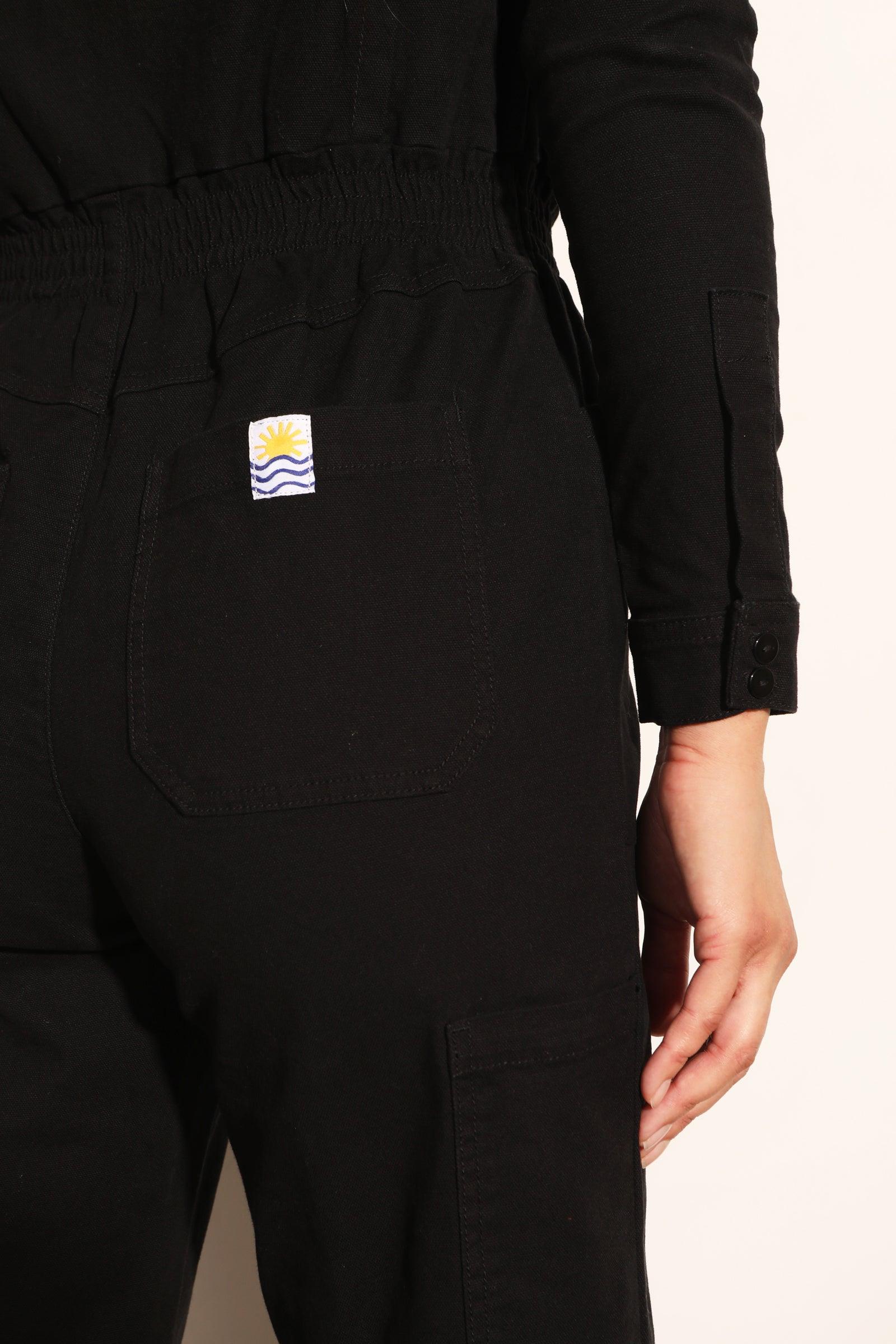 Danny Stretch Canvas Boilersuit Black