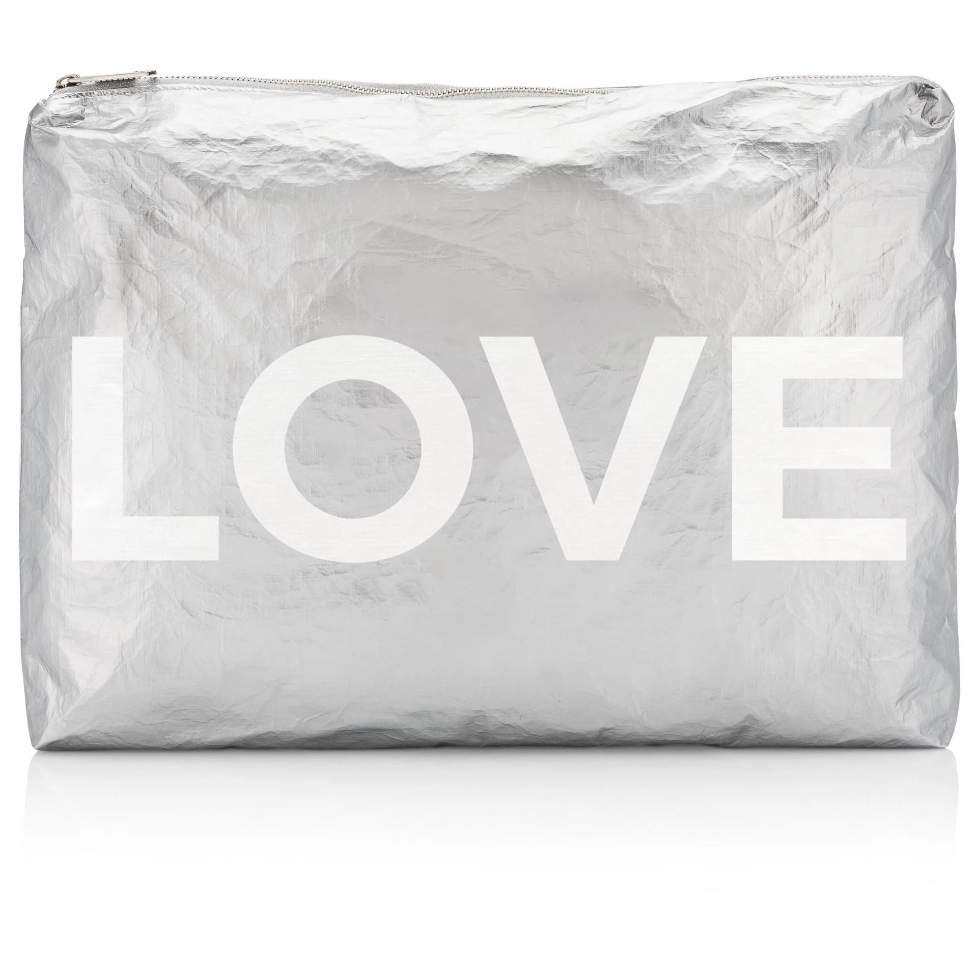 Hi,Love Jumbo Pouch Silver with White