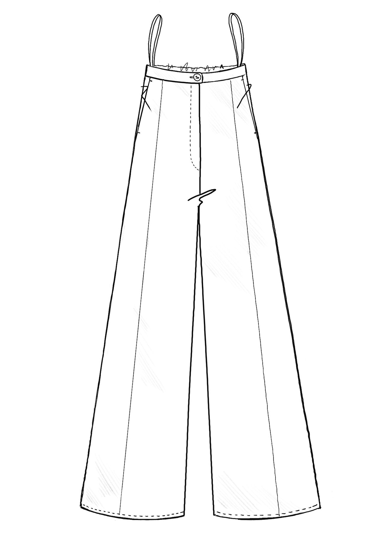 fluid cotton twill wide leg pants