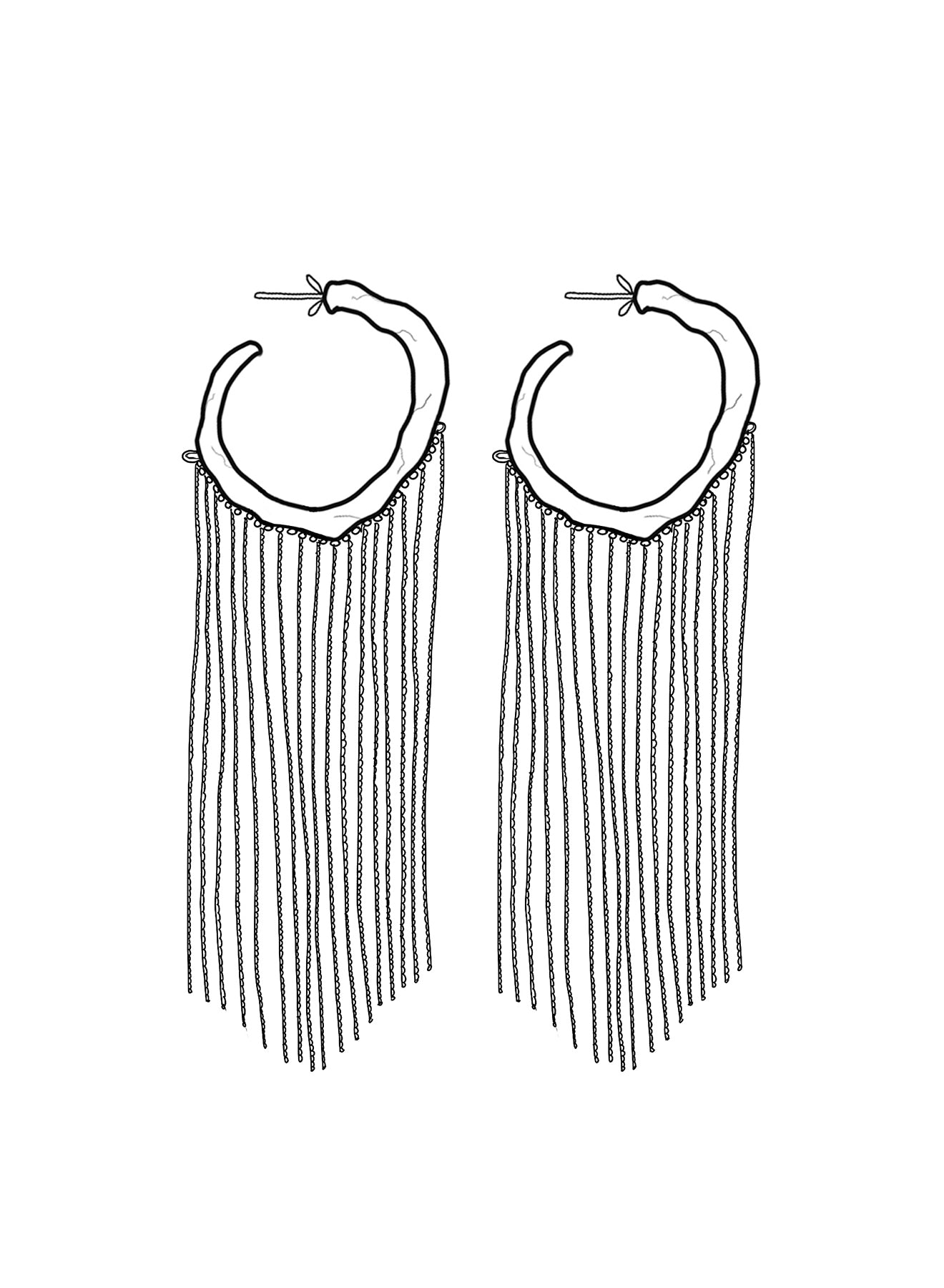fringed hoop sculpture earrings