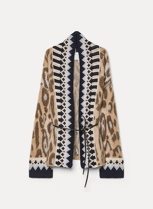 "the brit leopard" jacquard gauzed alpaca cardigan
