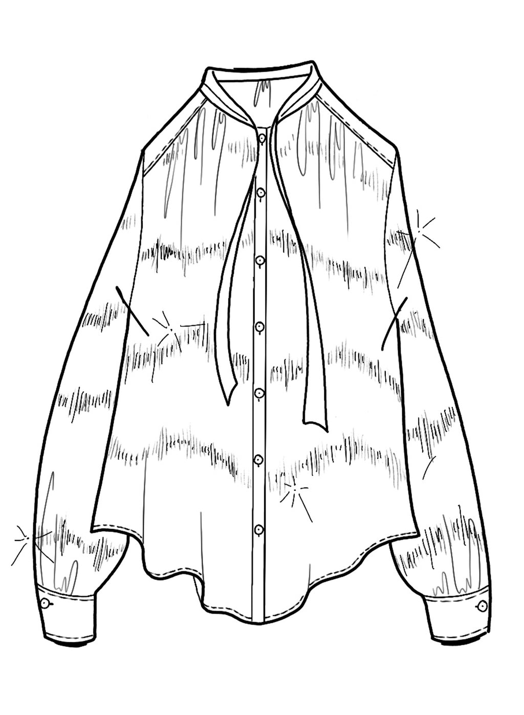 "nuages d'argent" chiffon silk bow-tie shirt