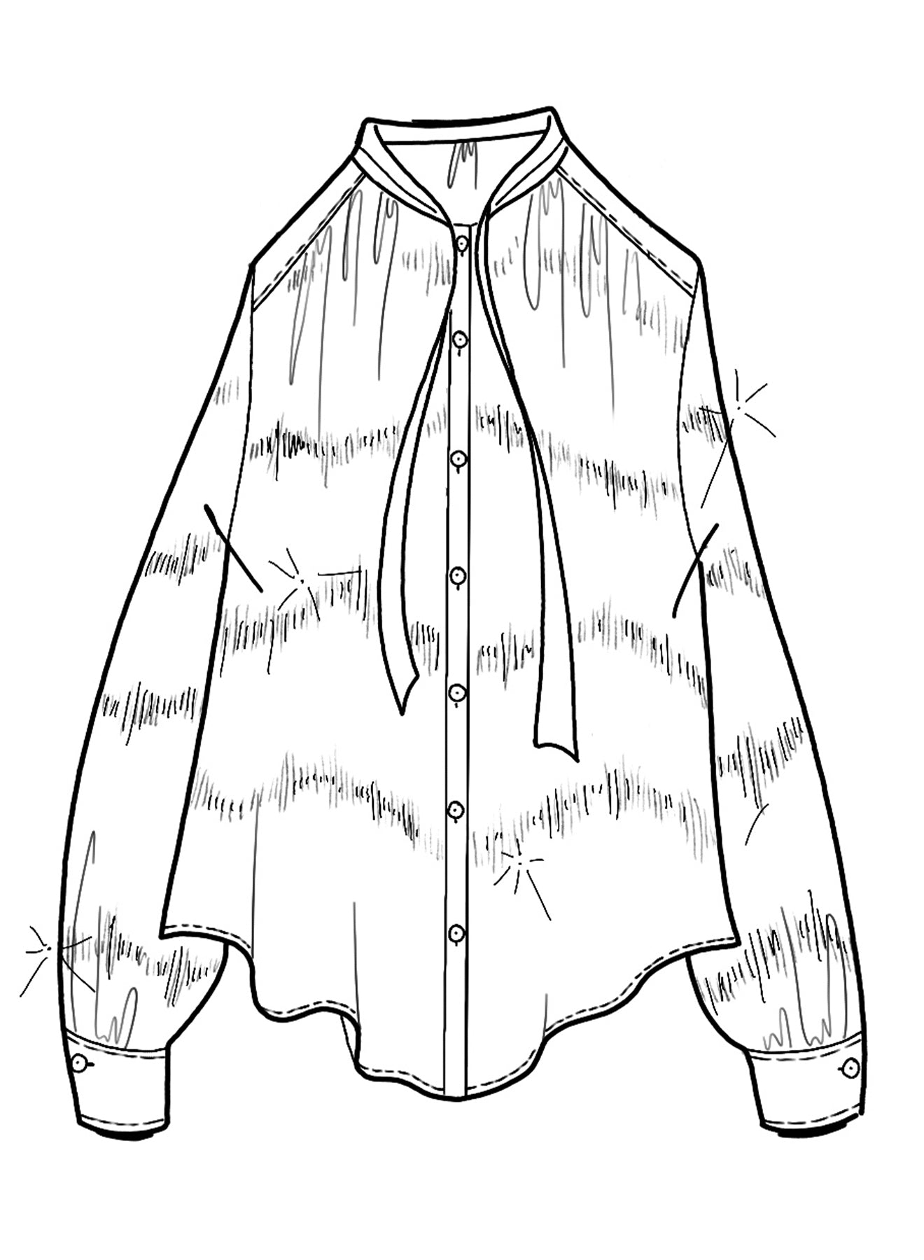 "nuages d'argent" chiffon silk bow-tie shirt