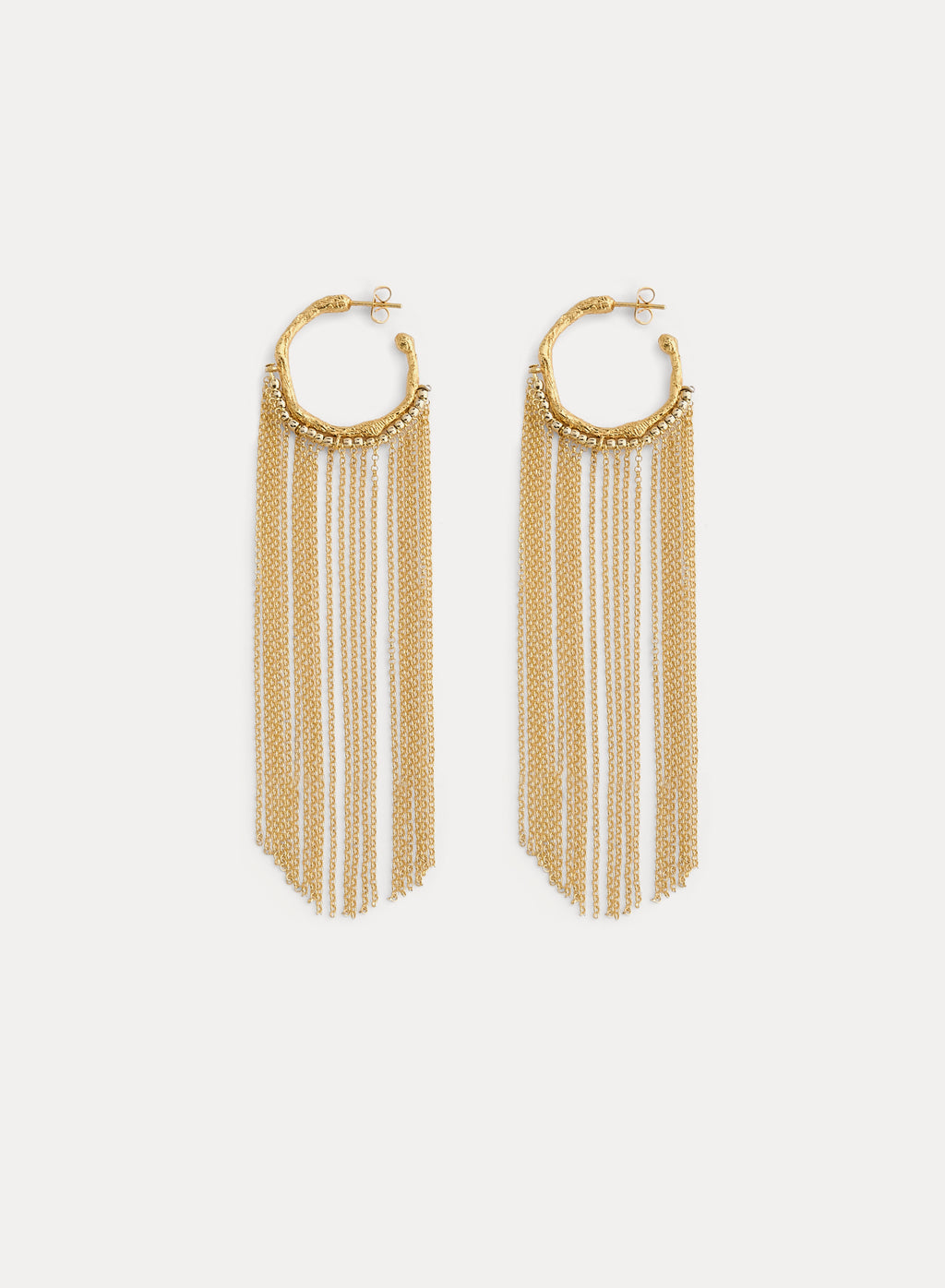 fringed hoop sculpture earrings