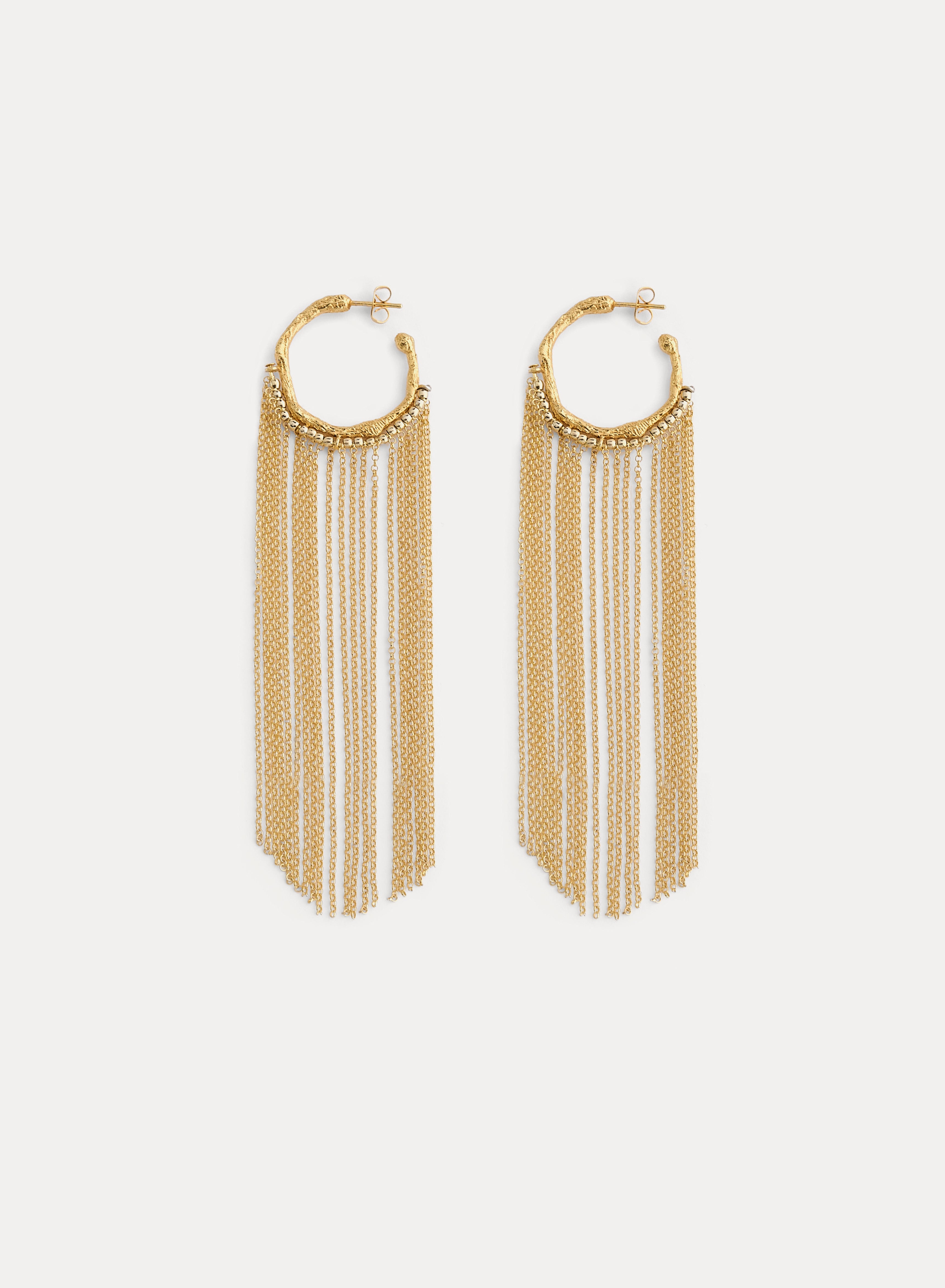 fringed hoop sculpture earrings
