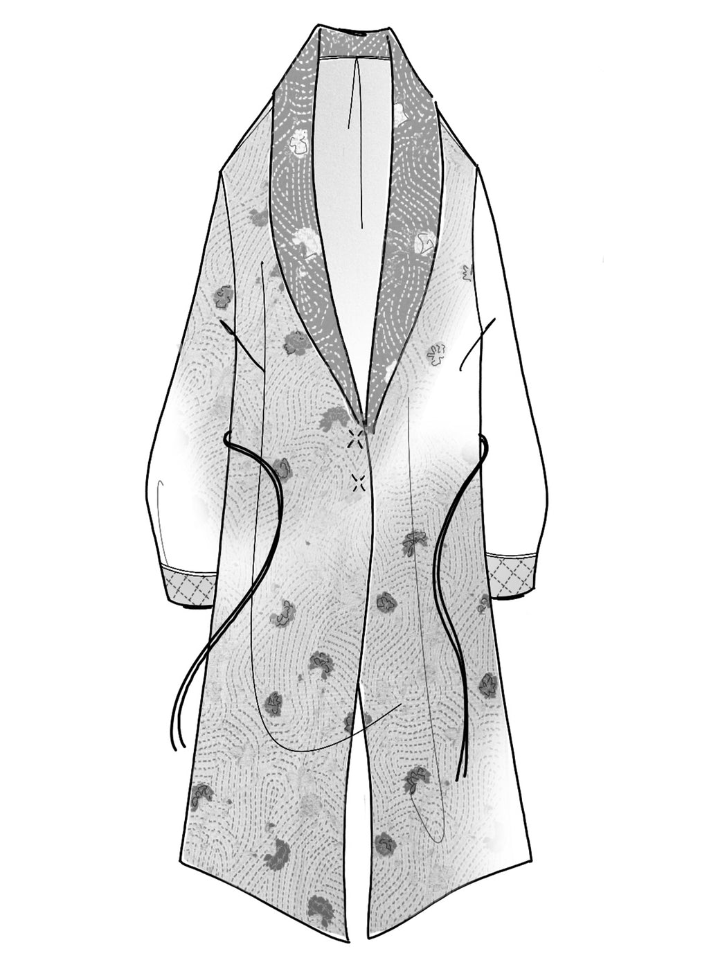 "cherry blossom" jacquard robe de chambre coat