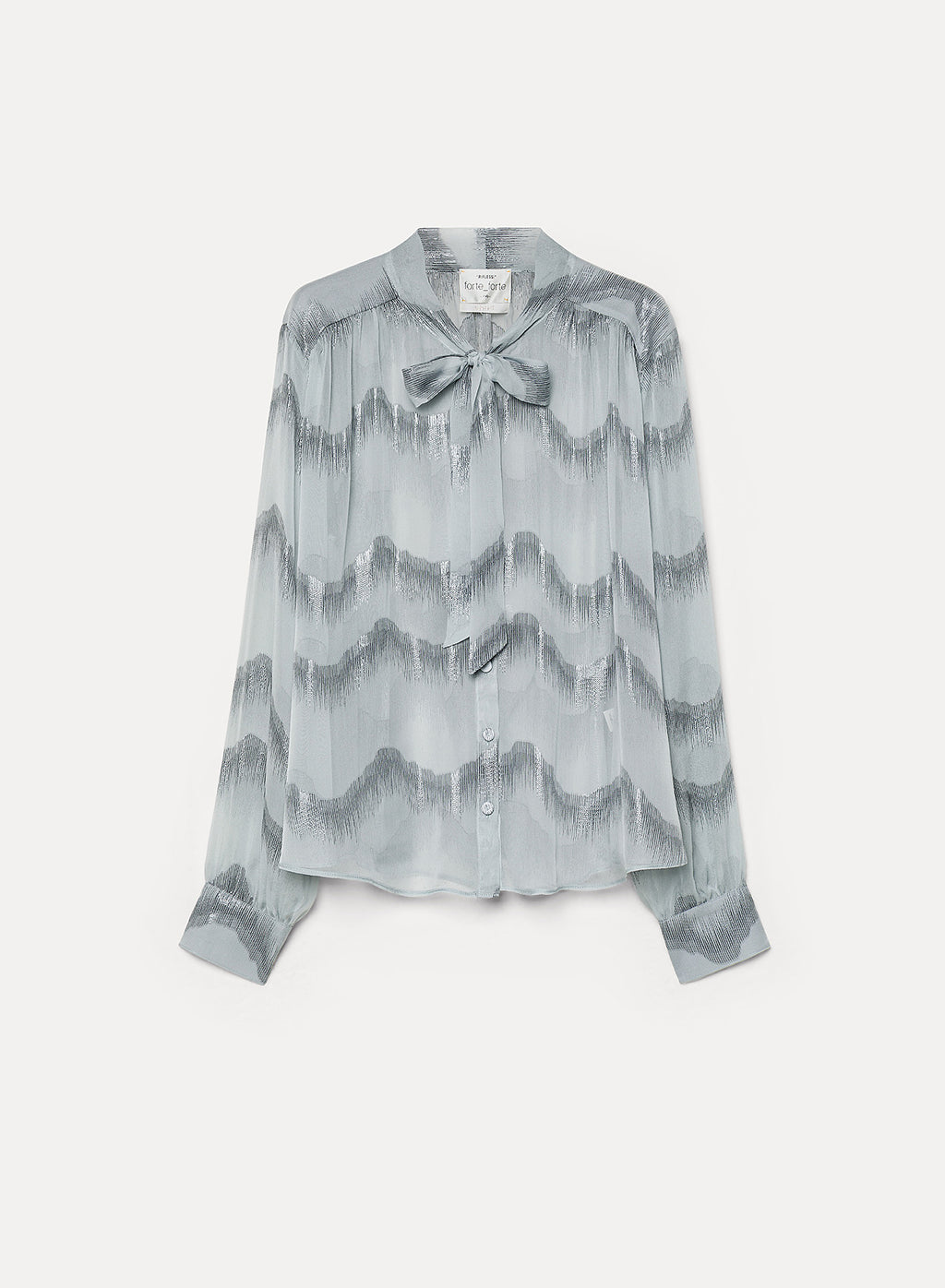 "nuages d'argent" chiffon silk bow-tie shirt