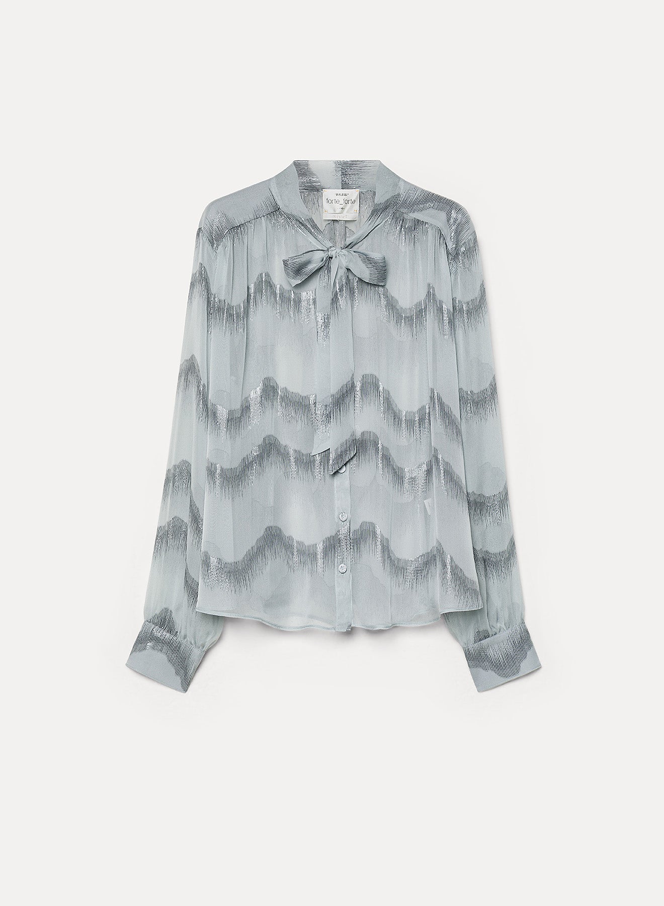 "nuages d'argent" chiffon silk bow-tie shirt